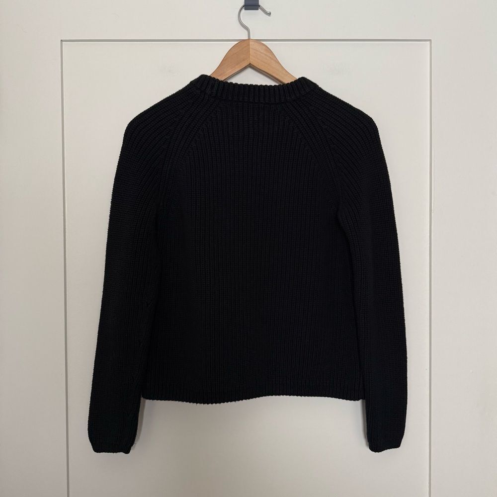 Quince Sweater Womens Sz S Black Fisherman Chunky Knit Crewneck Organic Cotton - Picture 5 of 11